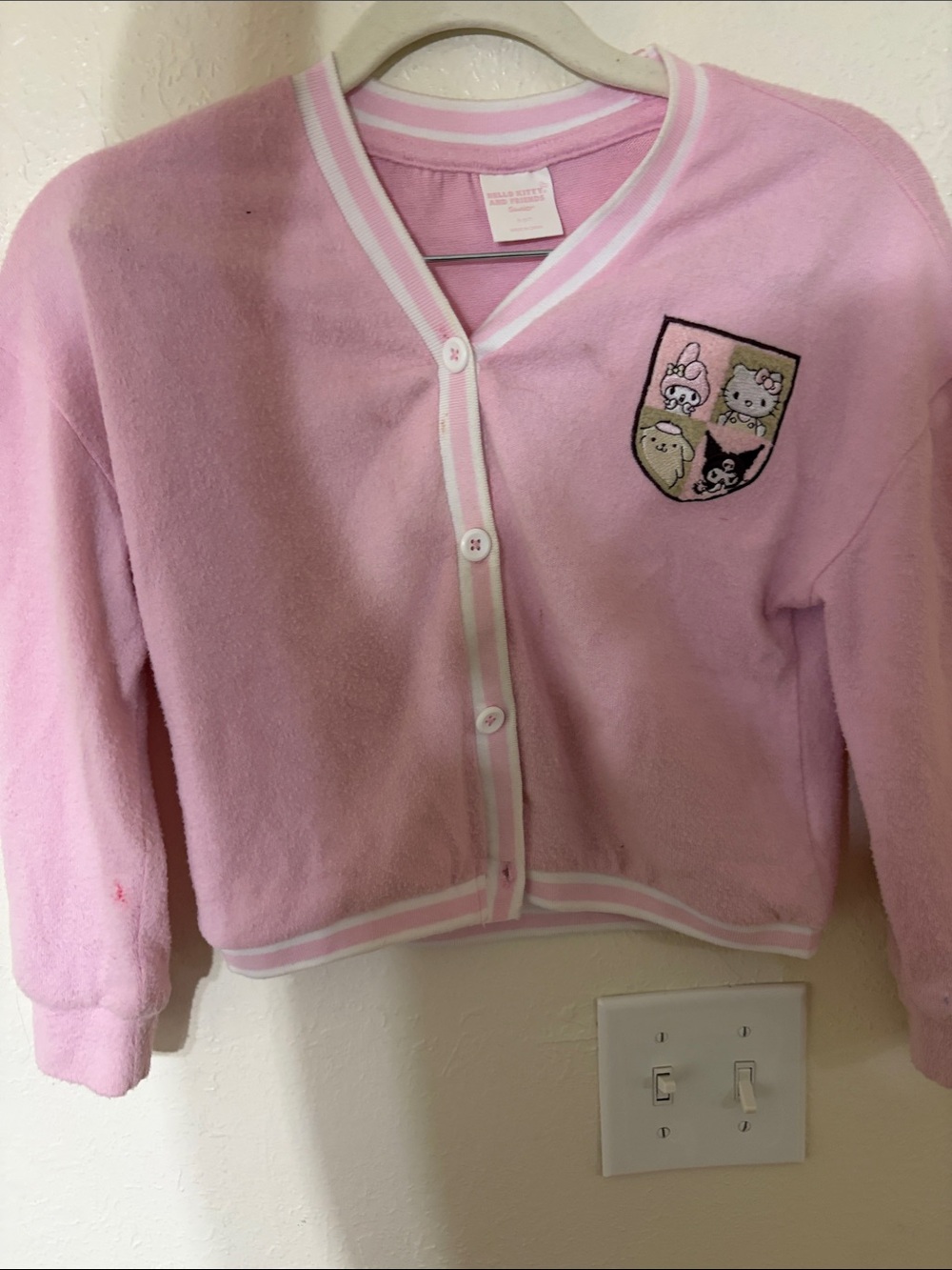 Hello Kitty Pink Plush Button-Down Top with Character Patch